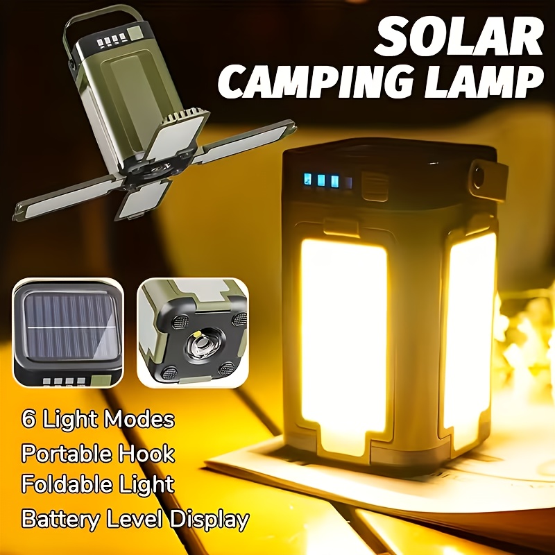 Power Bank - Solarbetriebene Tragbare Campinglampe mit Solarladung, Faltbar,