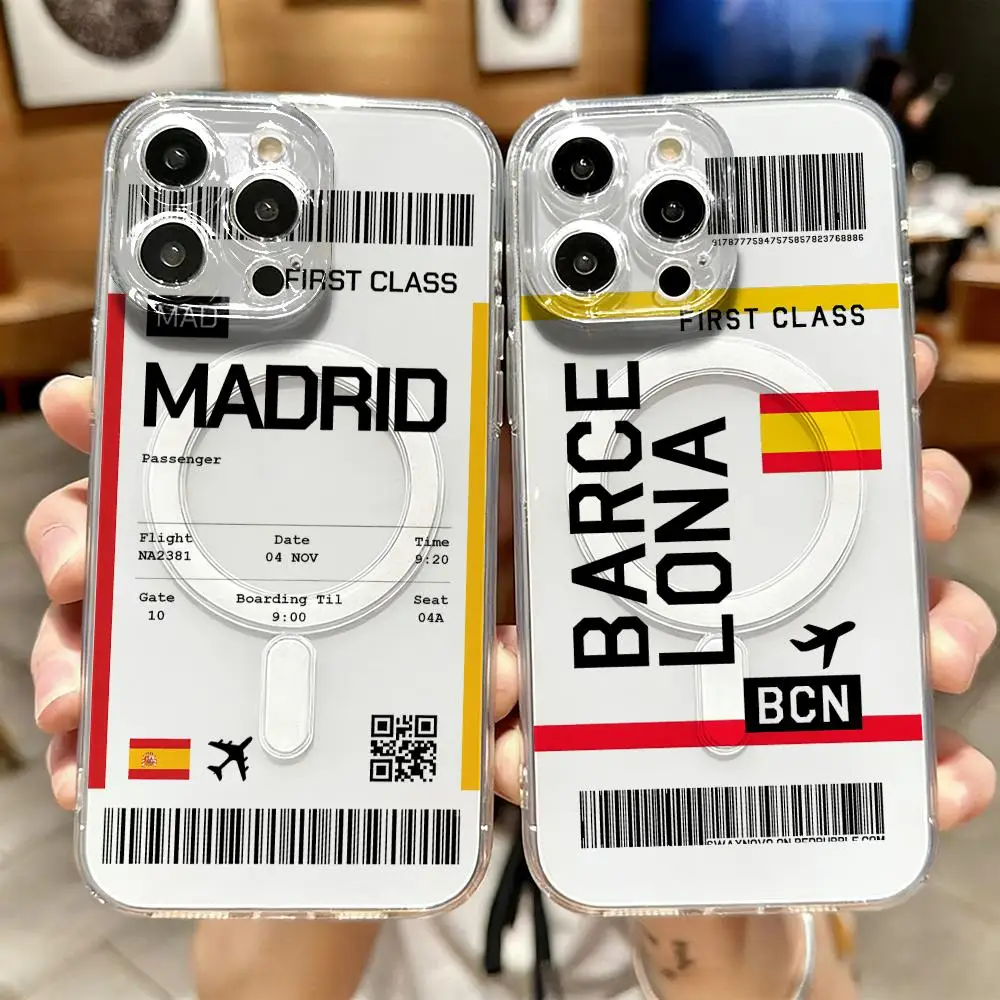 Wireless Charger - Reise-Flugticket Spanien Handyhülle für iPhone 17